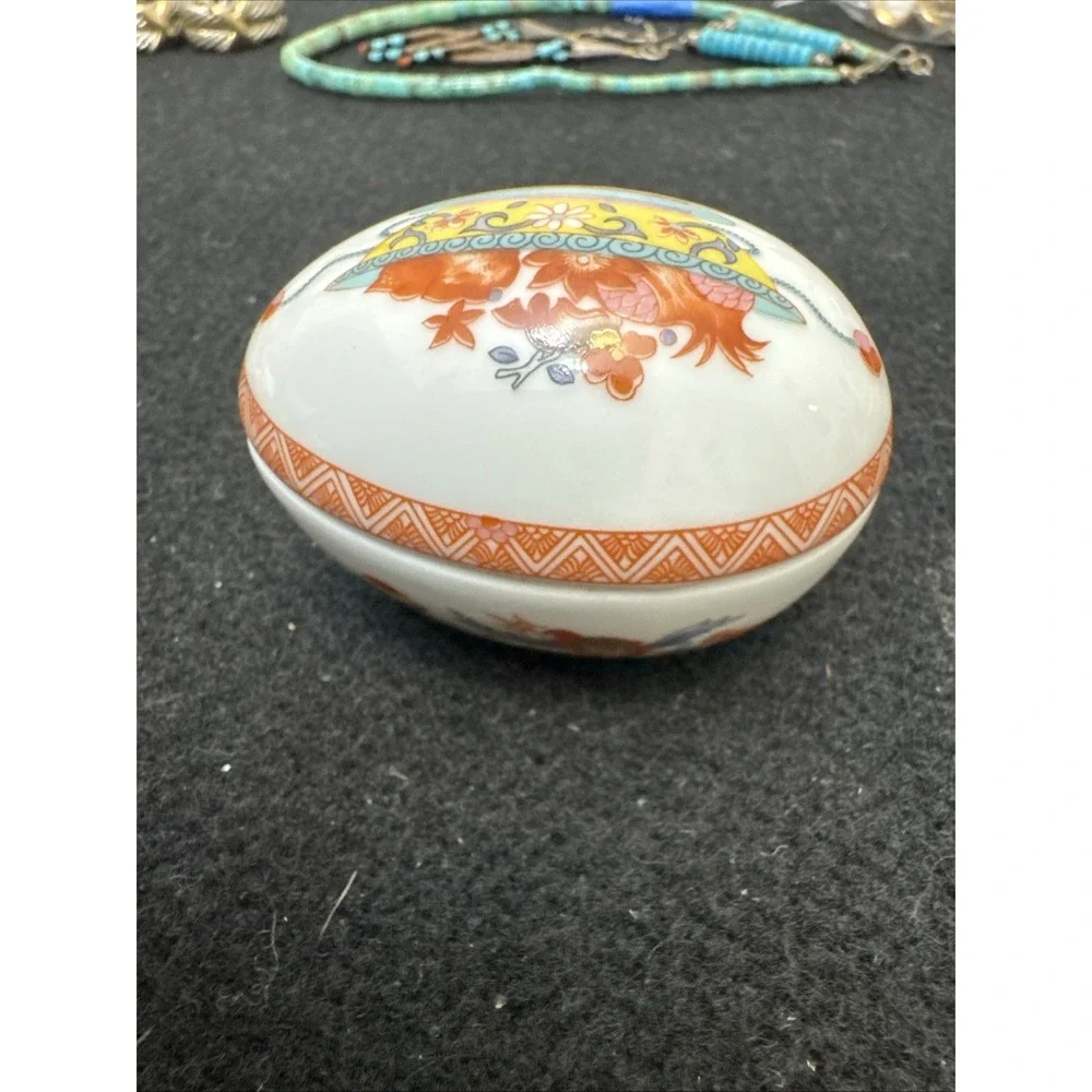 Vintage Bernardaud Limoges France Egg Trinket Box #8 Fou Tcheou Porcelain